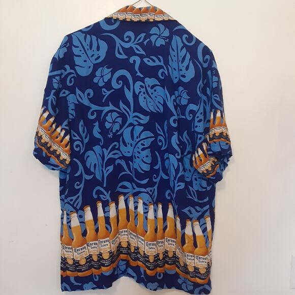 Corona Extra Shirt Mens XL Blue Short Sleeve Button Up Mexican Classiccore - Picture 5 of 8